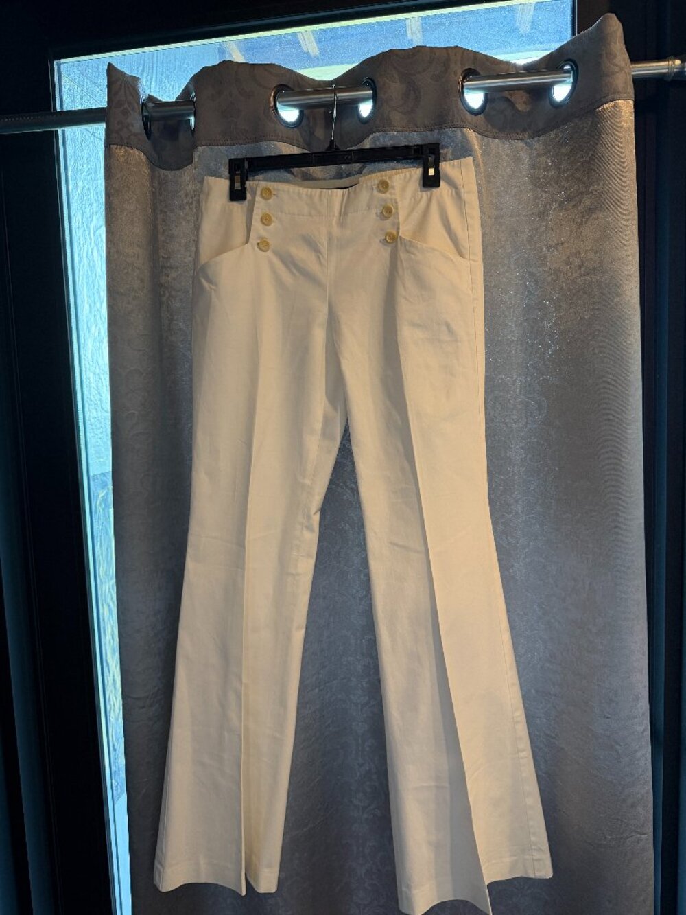 Theory White Sailor Wide-Leg Flare Trousers